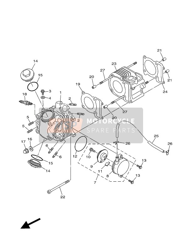 Yamaha XC100E 2014 Testata per un 2014 Yamaha XC100E